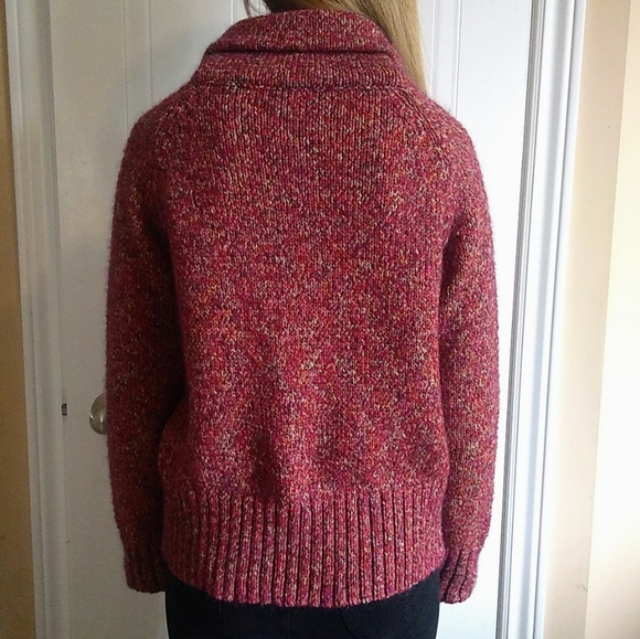 Vintage Knit Collared Cardigan with One Button Verigated Wool size S/M - Picture 2 of 11